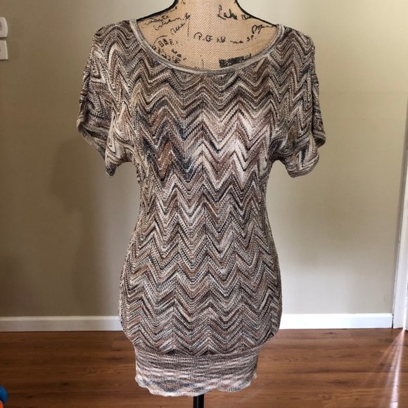 {INC International} Metallic Chevron Tunic - Picture 2 of 6